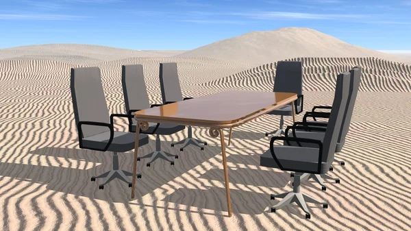 Meeting room in desert — Stock Photo, Image