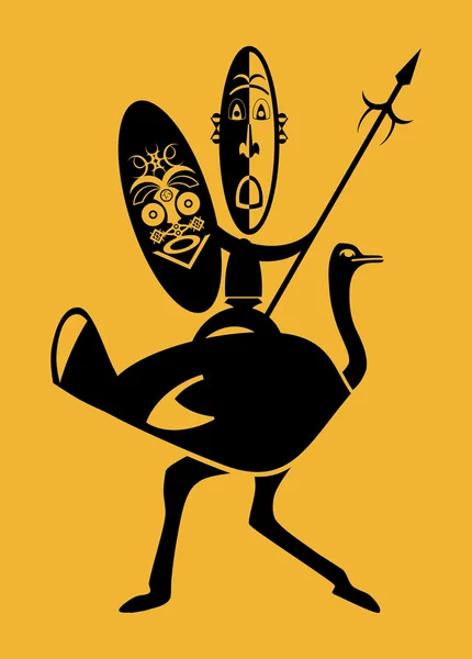 Cavalier de l'autruche africaine — Image vectorielle