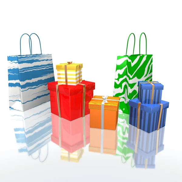 Shopping tassen en geschenken — Stockfoto