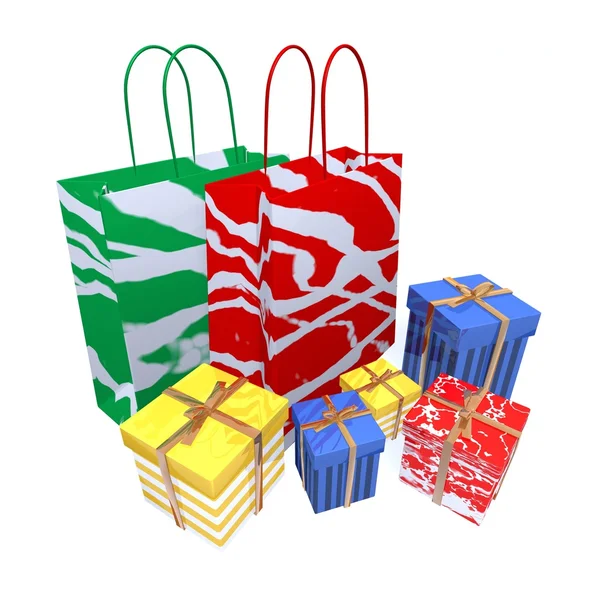 Shopping bags and gifts — Stock Photo, Image