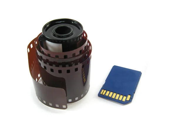 Lense and memory card — Stock Photo, Image