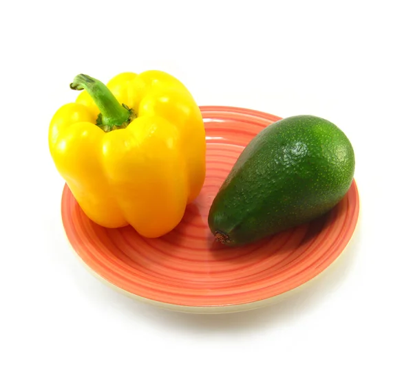 Pimenta amarela e abacate — Fotografia de Stock
