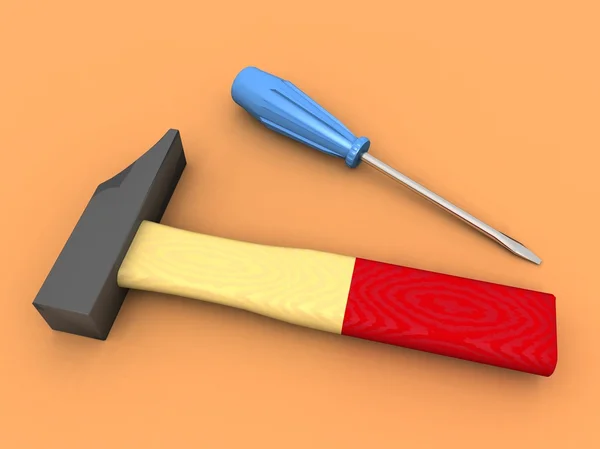 Hammer and screwdriver — Stock Photo, Image