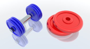 Red and blue barbells clipart