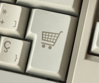 Keyboard with shopping cart clipart
