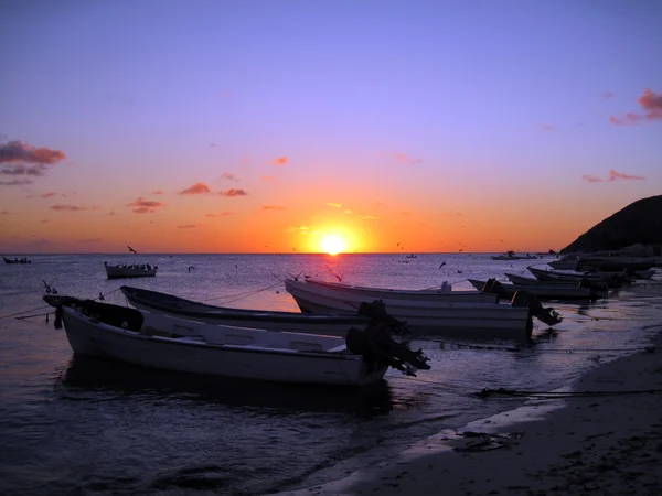 Puesta de sol y barcos del Caribe — Foto de Stock