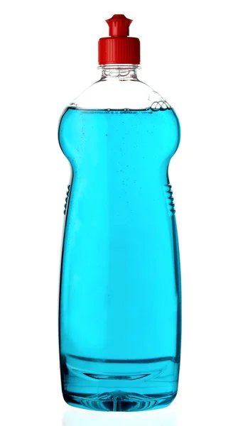 Botella limpiadora transparente azul — Foto de Stock