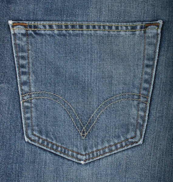Texturierte Hintergrund von Blue-Jeans mit Tasche — Stockfoto