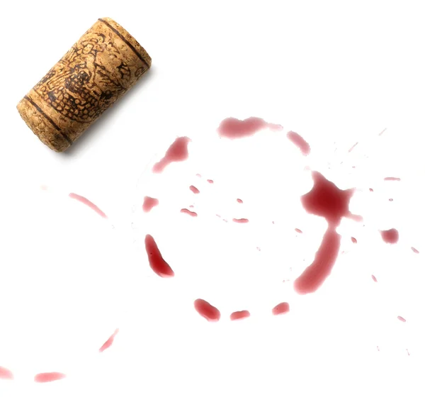 Red wine marks and cork — Stock Photo, Image