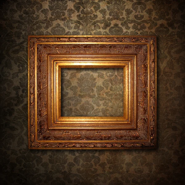 Wooden frame over grunge paper — Stock Photo, Image