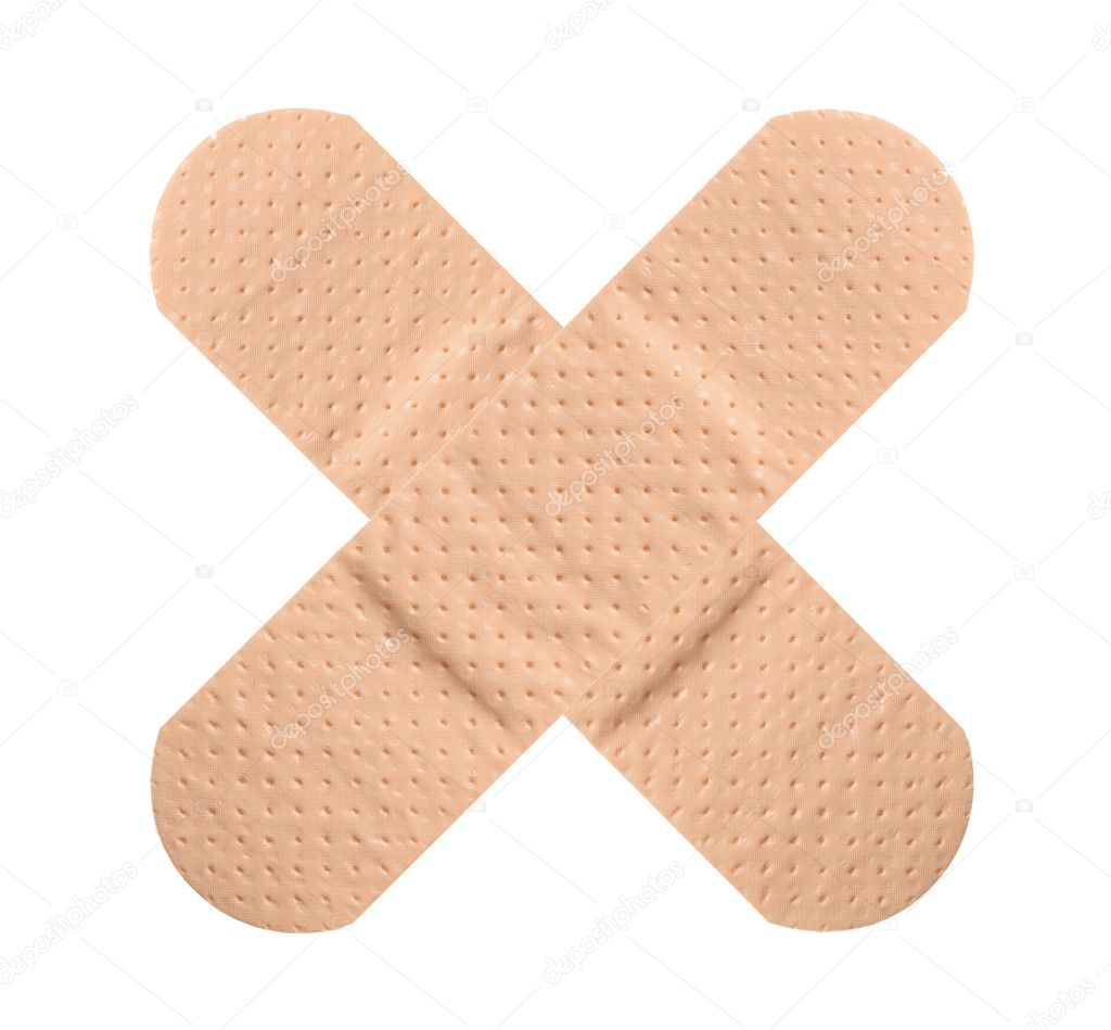 Crossed band aid plaster