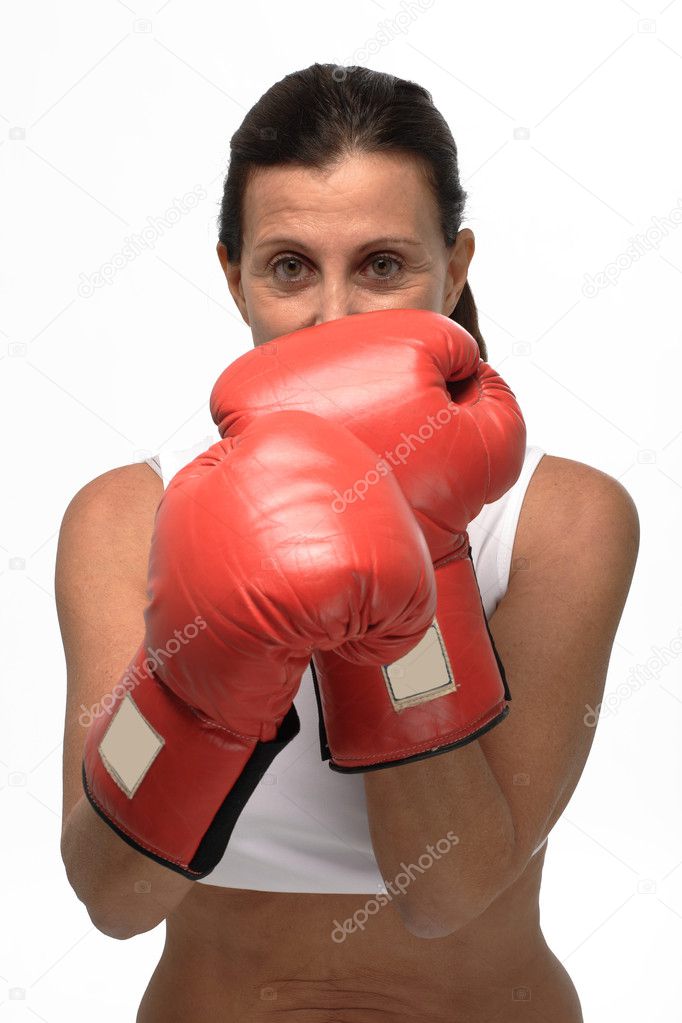 Mature woman boxing