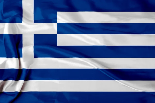 Satyna grecką banderą — Zdjęcie stockowe