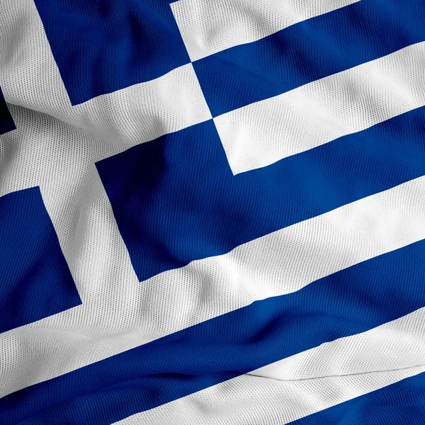 Grecką banderą machając — Zdjęcie stockowe