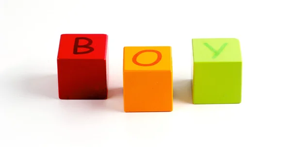 Palavra menino em blocos de bebê — Fotografia de Stock