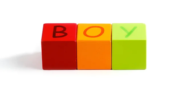 Słowo "chłopiec" w blokach dziecka — Zdjęcie stockowe