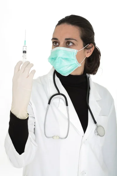 Şırınga ile tıp doktoru — Stok fotoğraf
