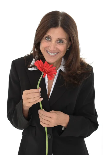 Vrouw met een bloem — Stockfoto