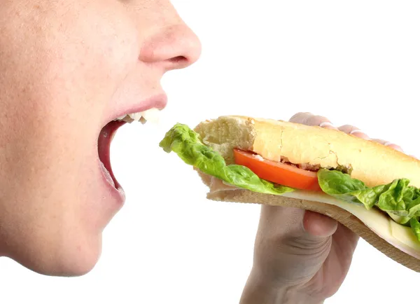 stock image Woman eating a sandwich