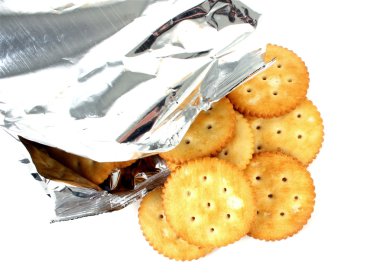 Salted crakers with silver bag clipart