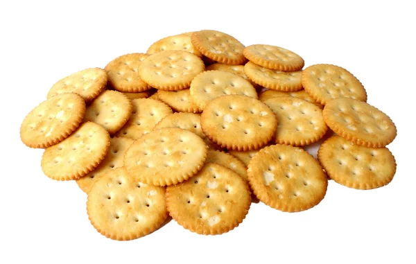 Ein Bündel von gesalzenen, runden Crackern — Stockfoto