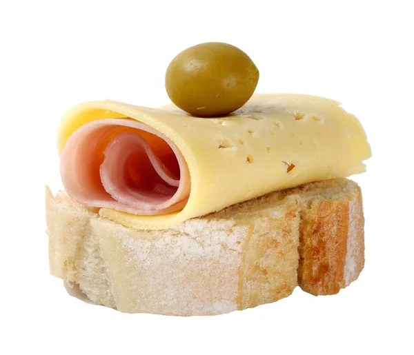 スライス ジャム、チーズ、オリーブをパンします。 ロイヤリティフリーのストック画像