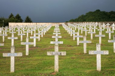 Rows of tombstones in a military graveya clipart