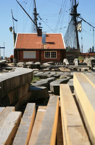 Batavia Lelystad Netherlands - shipyard — Stock Photo, Image
