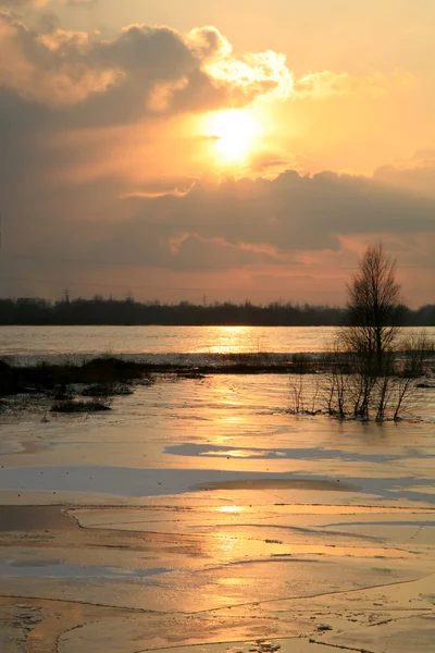 Řeky Visly v Polsku - západ slunce. — Stock fotografie