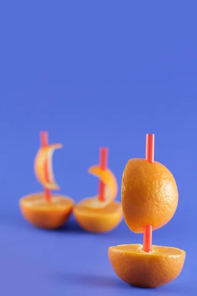 Boats of mandarins — Stock Photo, Image