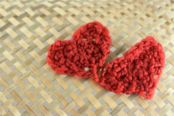 Hearts with wool — Stock Photo, Image
