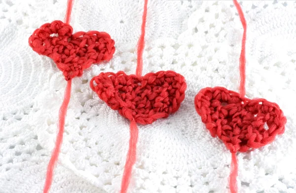 Corações com lã — Fotografia de Stock