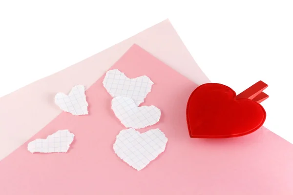Plush and paper white hearts — Stok fotoğraf