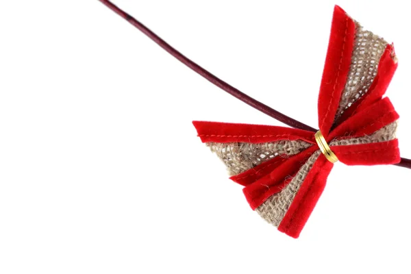 Red big bow on twig — Stock Photo, Image