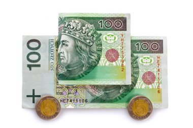 Lehçe banknotlar ile araba