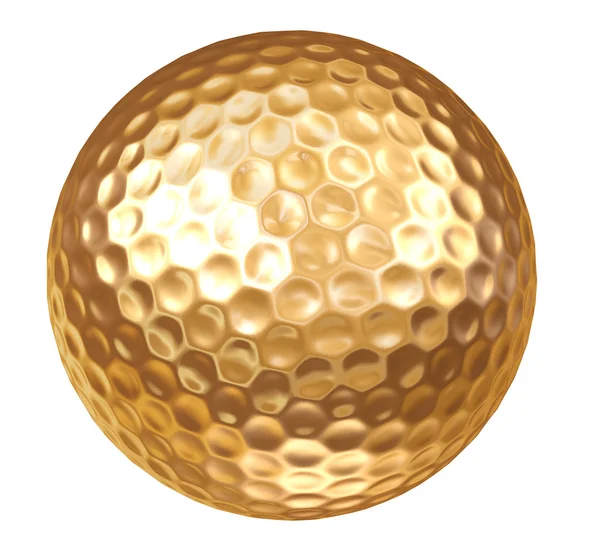 Goldener Golfball auf weißem Grund lizenzfreie Stockfotos
