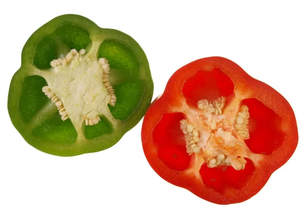 Green and red piece bell peppers — Stock Photo, Image
