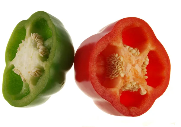 Green and red piece bell peppers — Stock Photo, Image