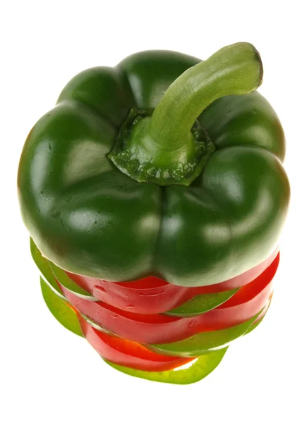 绿色和红色的片断甜椒 — 图库照片