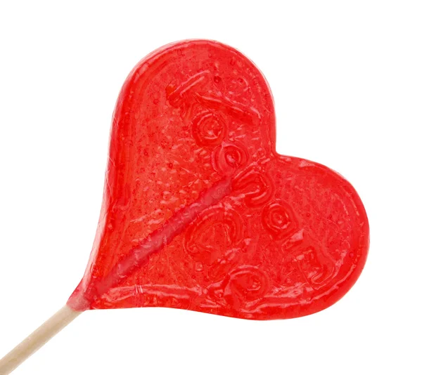 Ein rotes herzförmiges Bonbon Stockbild