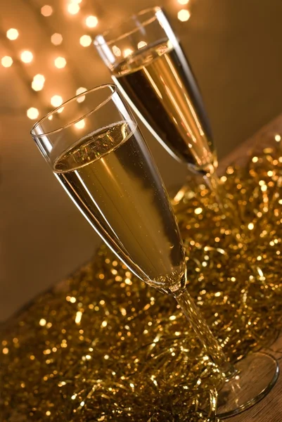 Två champagne flöjter. — Stockfoto