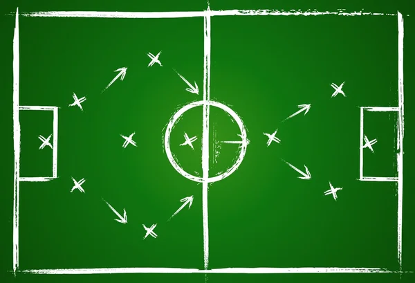 Estrategia de trabajo en equipo de fútbol — Vector de stock
