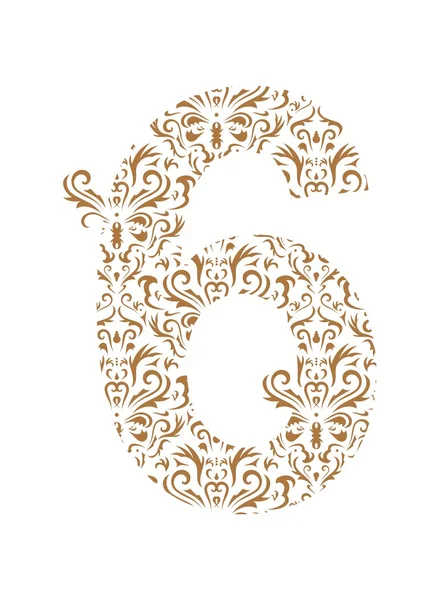 Floral number . Ornament font — Stock Vector