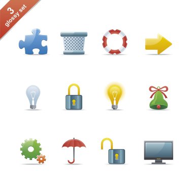 Glossy icon set 3 clipart