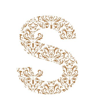 Floral letter. Ornament font clipart