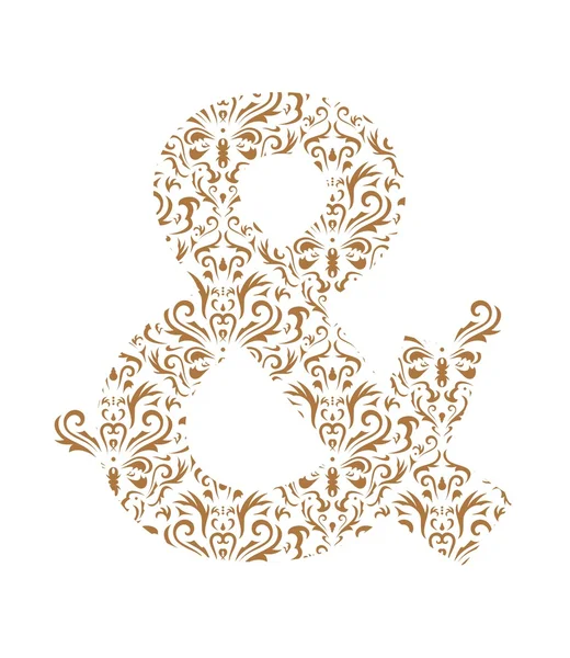 Квітковий символ і шрифт орнаменту — стоковий вектор