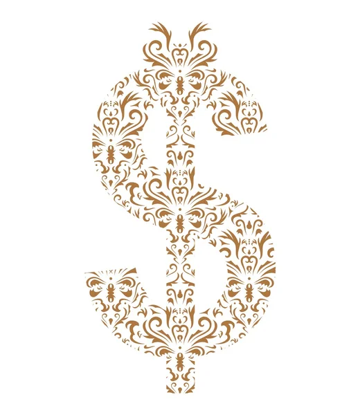 Цветочный символ $. Шрифт орнамента — стоковый вектор