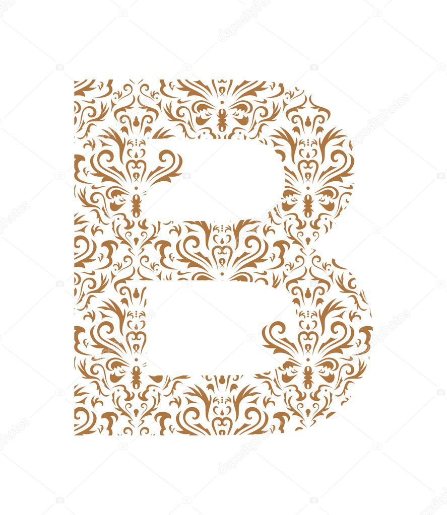 Floral letter. Ornament font — Stock Vector © Designer_things 1942490
