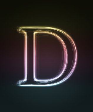 Glowing font. Shiny letter D clipart