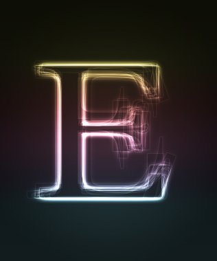 Glowing font. Shiny letter E clipart